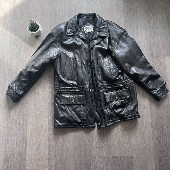 VINTAGE Leathers Leathers Black 100% Genuine 3/4 Length Leather "Car" Coat - Picture 3 of 15